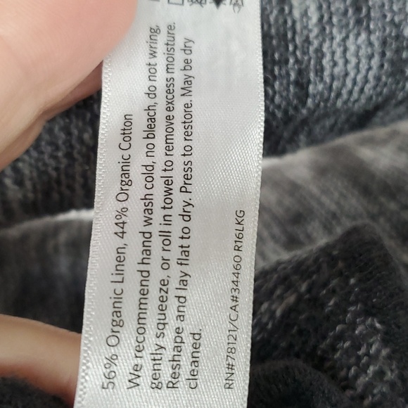 Eileen Fisher Organic Linen Cotton Lightweight Sweater Heathered Dark Gray M - Picture 8 of 8